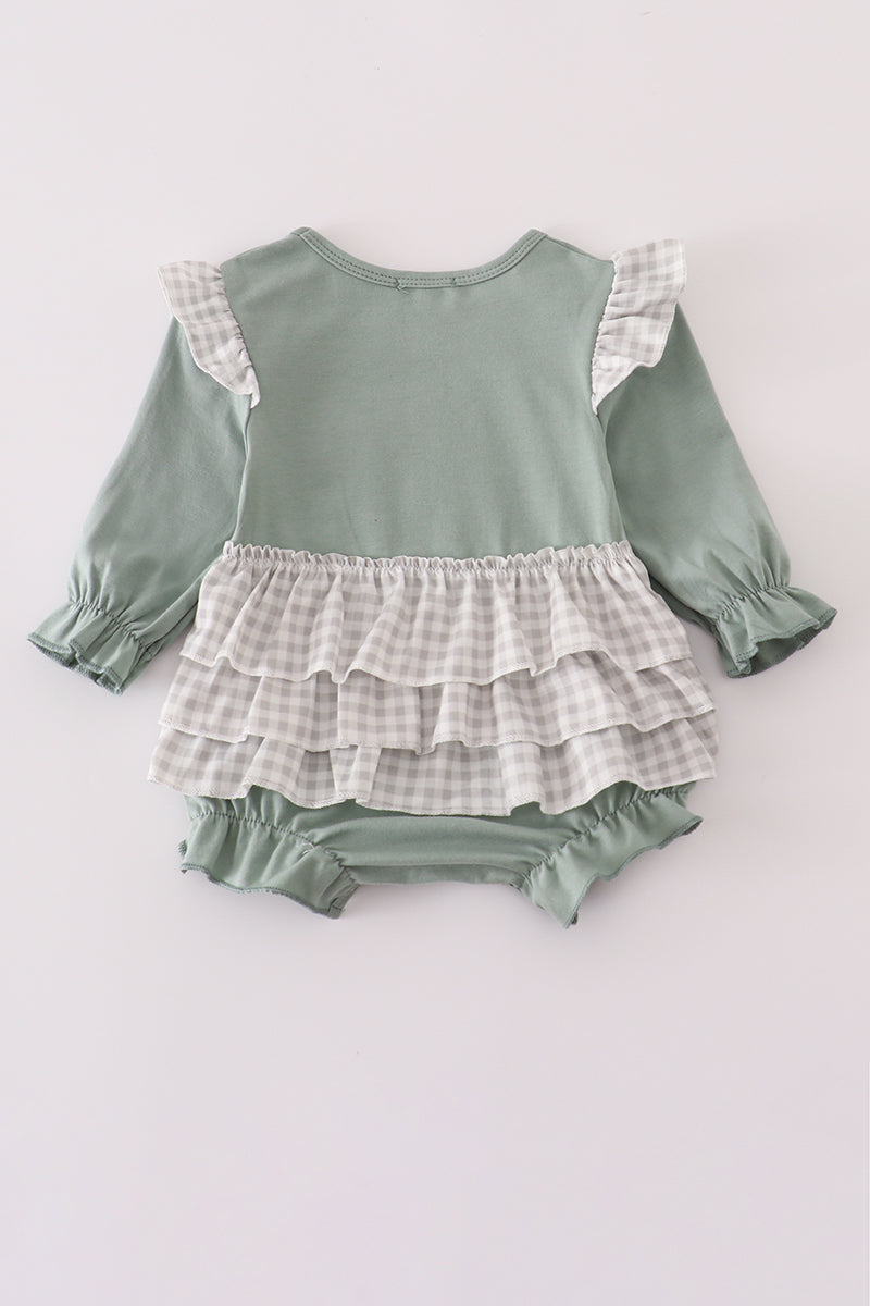 Sage Bubble with Ruffle and French Knot Turkey