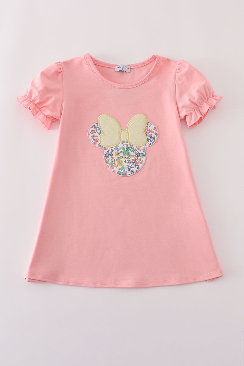 Pink Floral Minnie Applique Dress