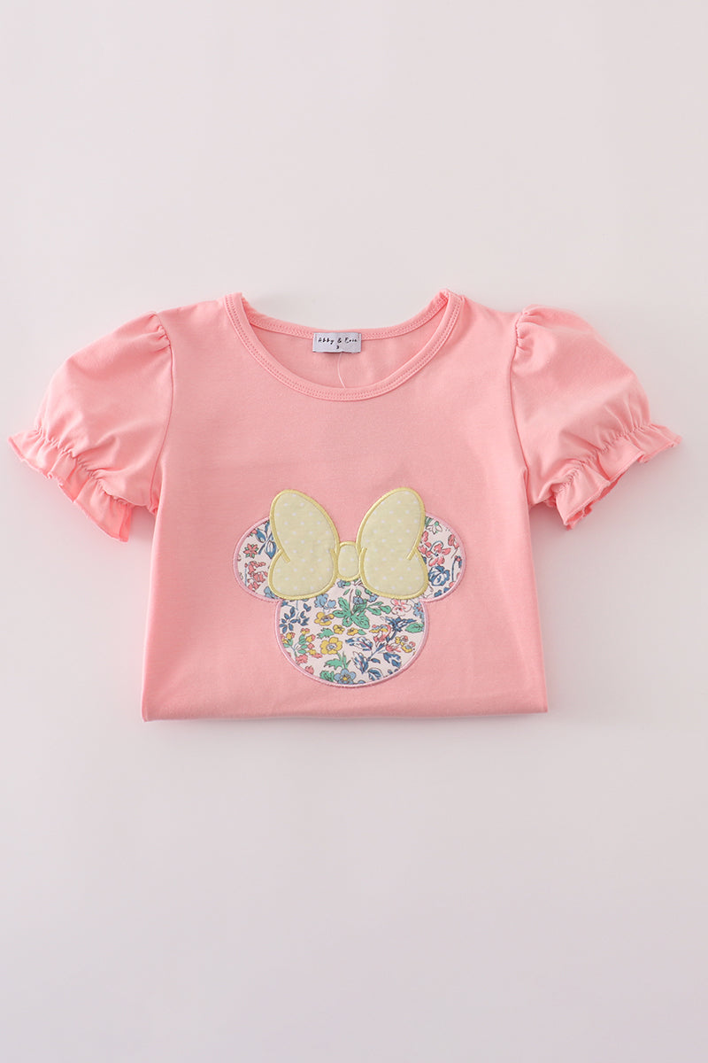 Pink Floral Minnie Applique Dress