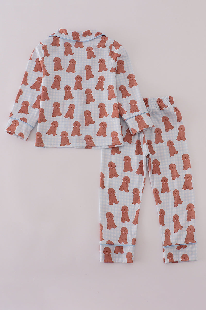 Blue Puppy Pajamas Set