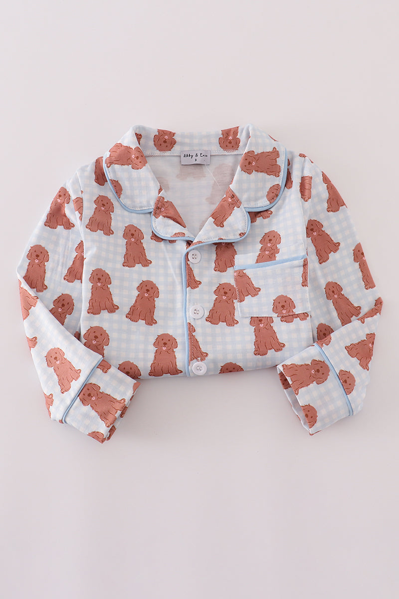 Blue Puppy Pajamas Set