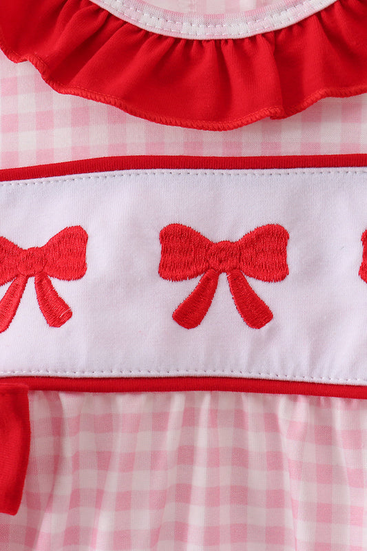 White and Pink Gingham Bow Bubble