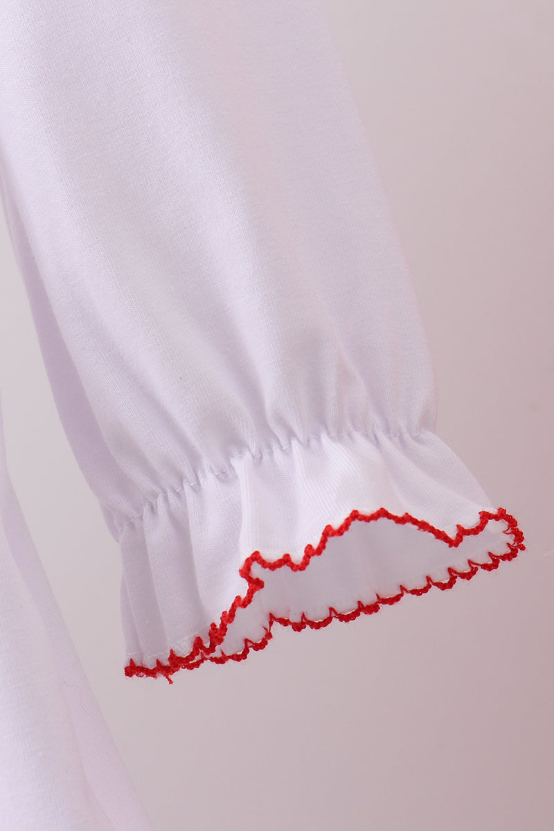 Smocked White Wreath Ruffle Pants Set