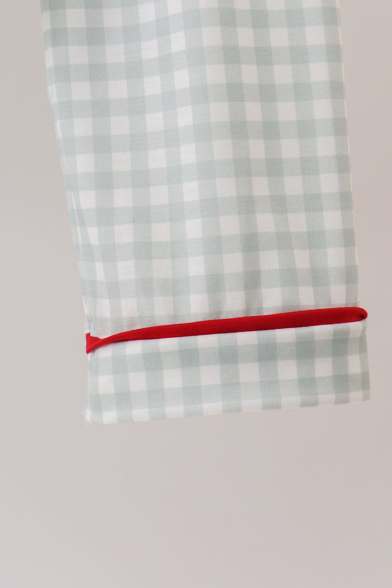 Sage and White Gingham Pajama Set