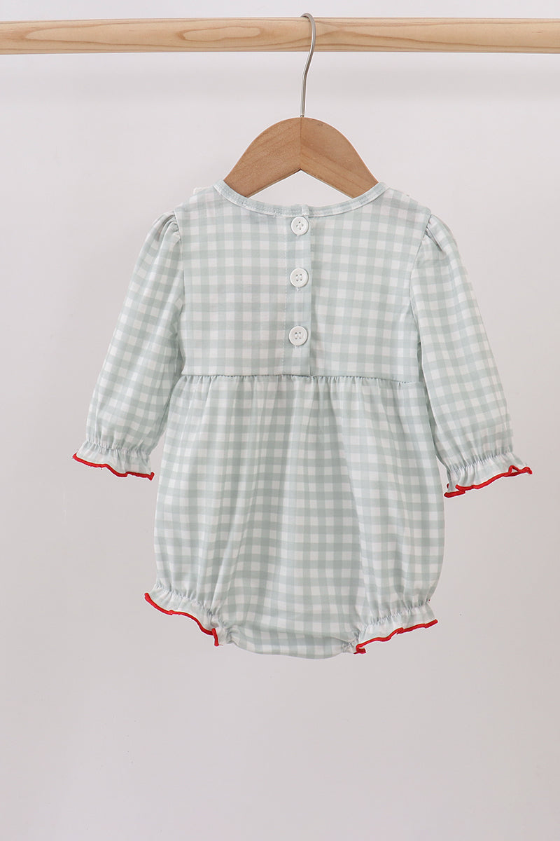 Sage and White Gingham Bubble with Ribbon