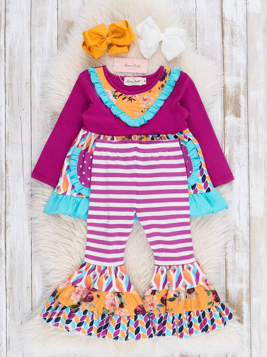 Pocket Flara Bells Outfit - Mulberry