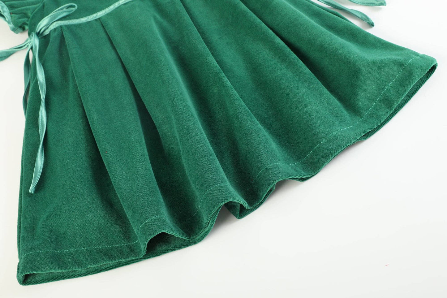 Green Velour and Satin Bow Dress