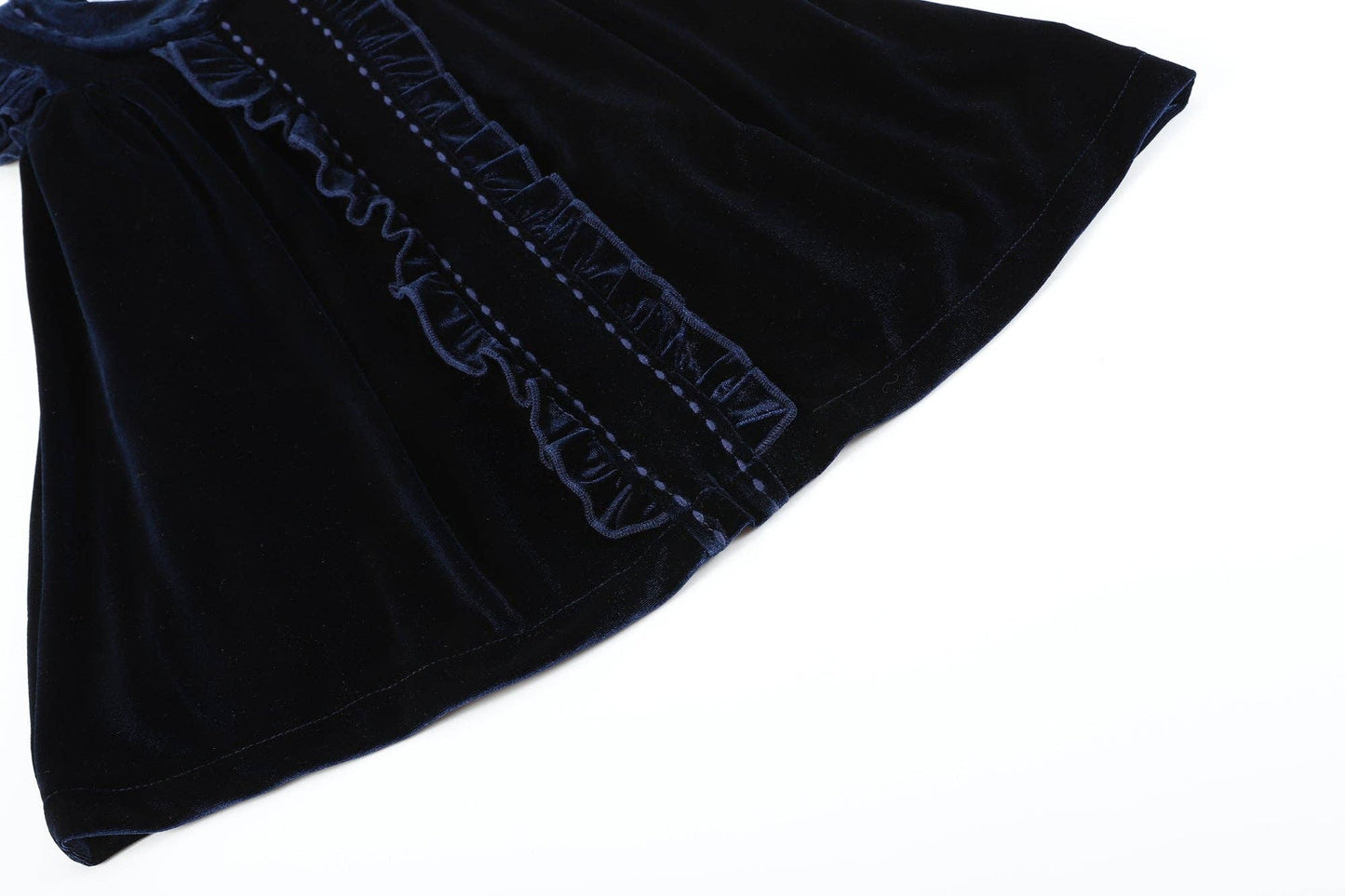 Navy Blue Velour Flutter Sleeve Dress