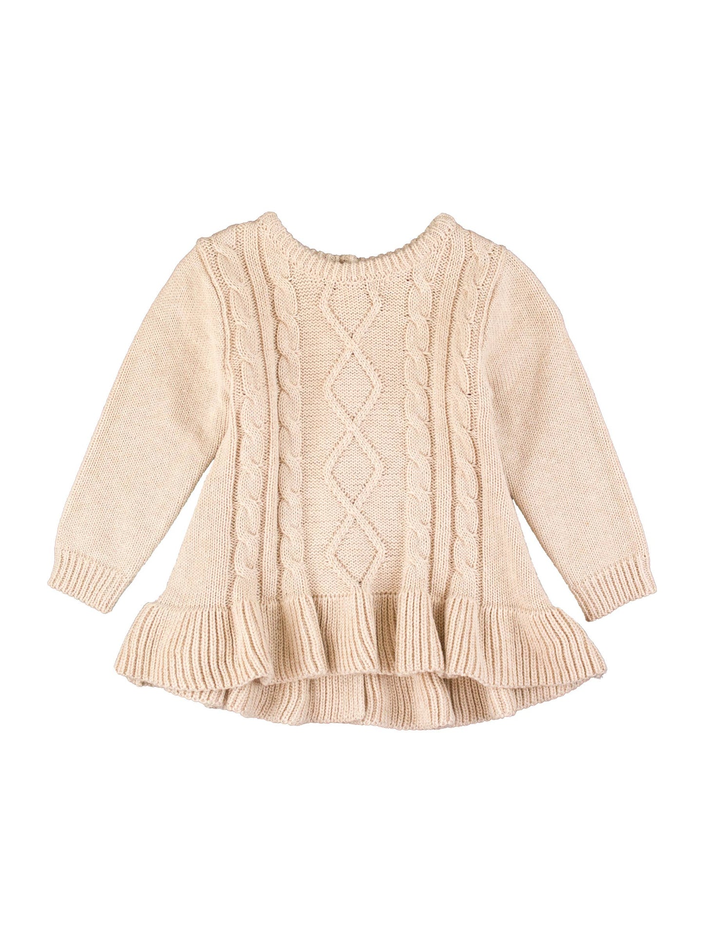 RB Girl Oatmeal Ruffle Knit Sweater Front