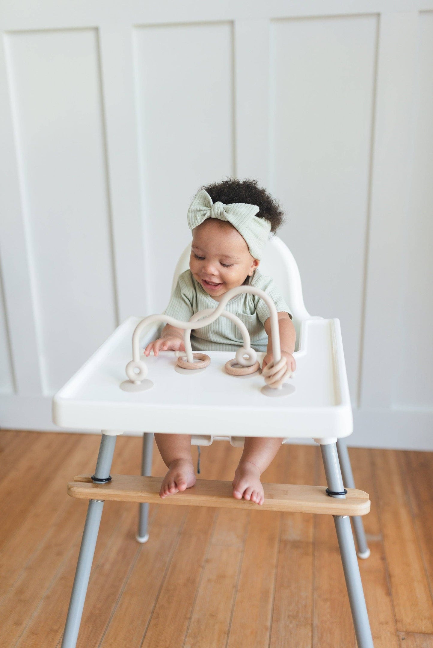 Baby Silicone Tray Toy Beige Neutral Using 2