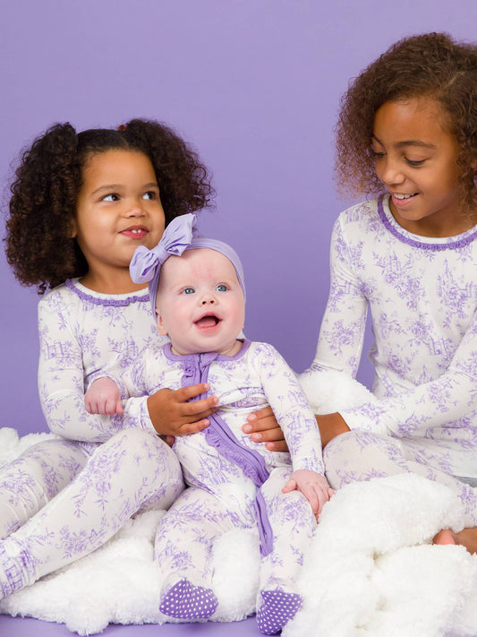 Girls Princess Castle Bamboo Ruffle Pajama Set