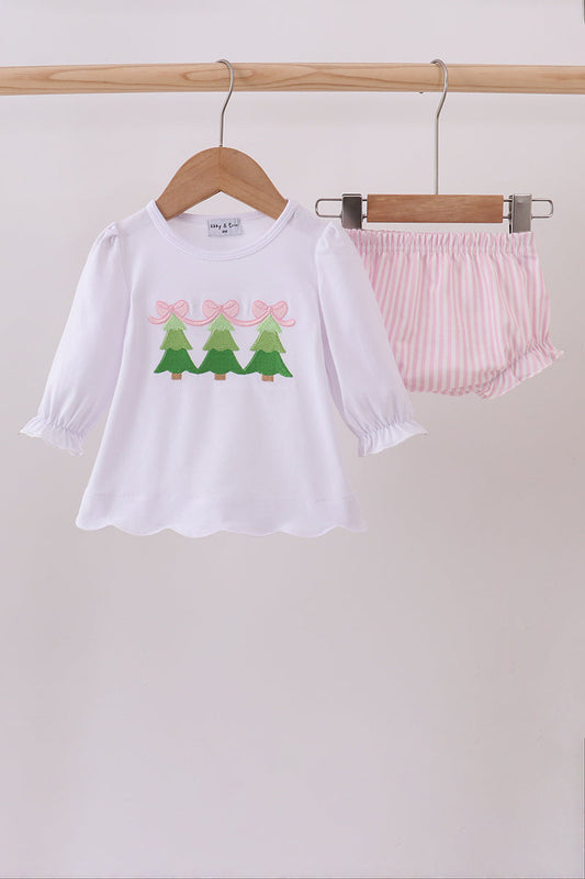Embroidered Christmas Tree Bloomer Set