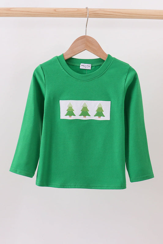 Lone Sleeve Embroidered Christmas Tree Top