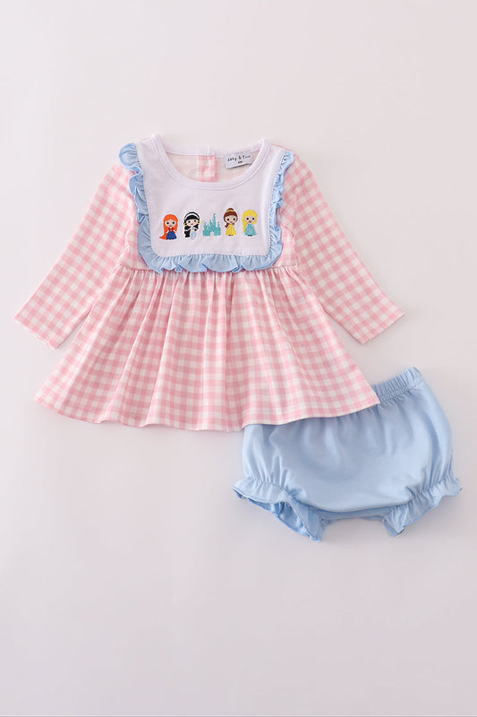 Pink and White Gingham Princess Bloomer Set