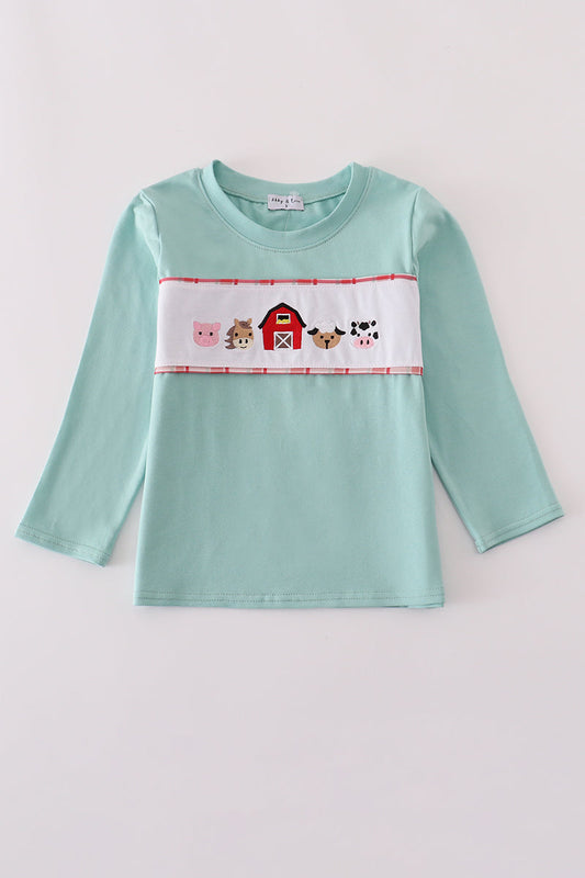Long Sleeve Shirt with Farm Animals Embroidered
