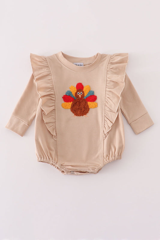 Long Sleeve Bubble with Ruffle and French Knot Turkey