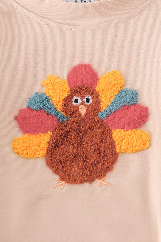 Long Sleeve Bubble with Ruffle and French Knot Turkey