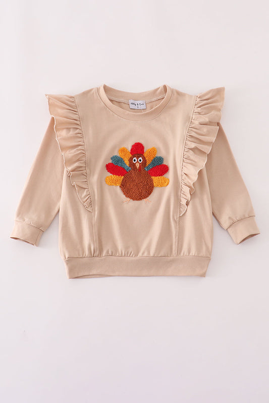Long Sleeve Shirt with Ruffle and French Knot Turkey