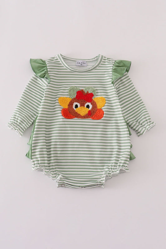 Green Striped Bubbled with French Knot Turkey