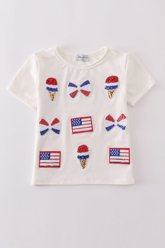 Flag bow ice-cream sequin mom & me top