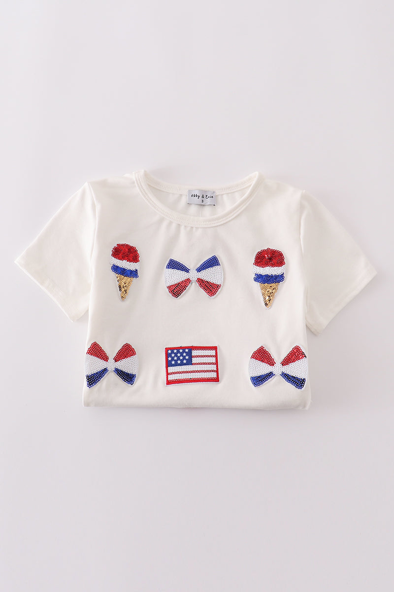 Flag bow ice-cream sequin mom & me top