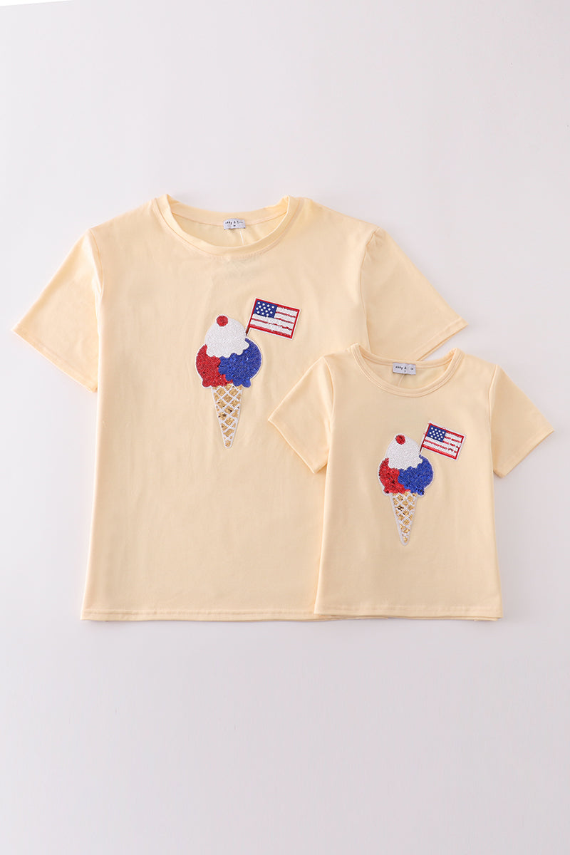 Ice cream flag sequin mom & me top