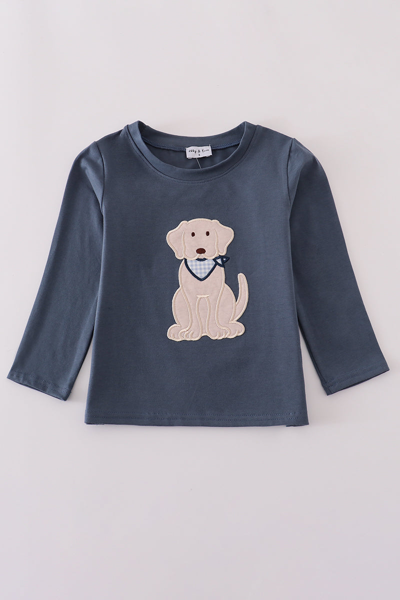 Navy Puppy Applique Shirt