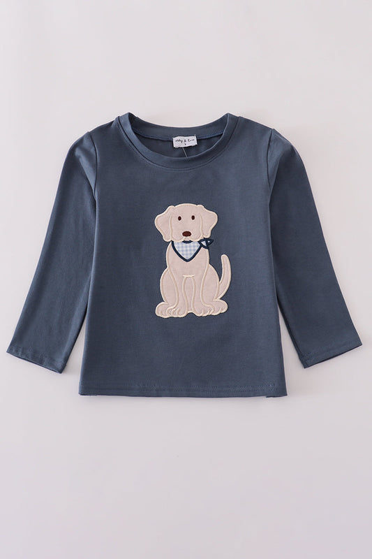 Navy Puppy Applique Shirt