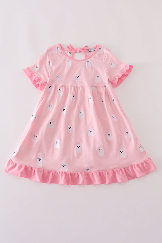 Pink Ghost Embroidered Dress