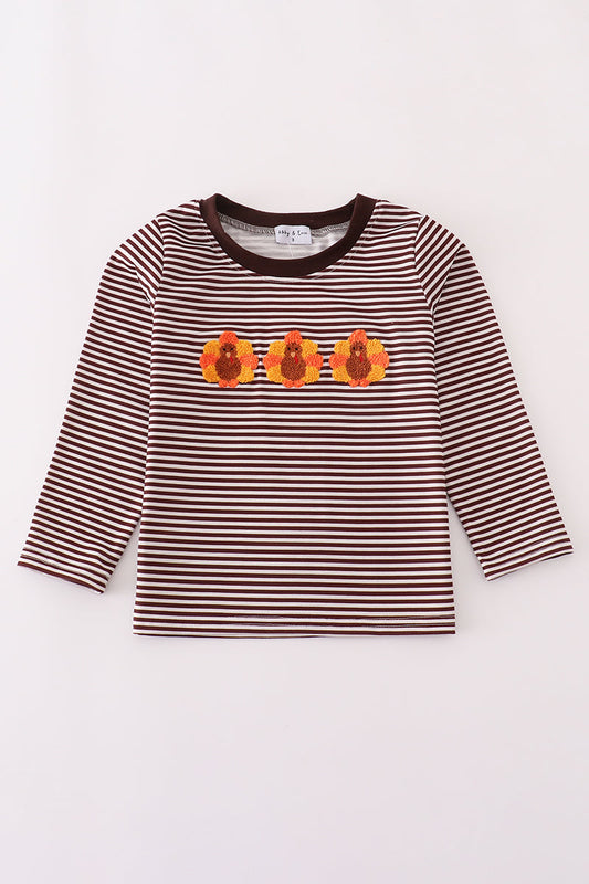 Long Sleeve Striped French Knot Turkey Shirt