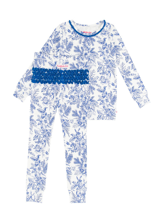 Girl Winter Bliss Toile Modal Ruffle Pajama Set