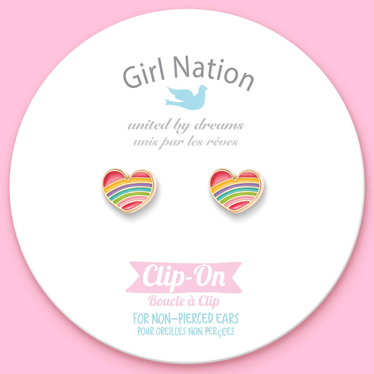 CLIP ON Cutie Earrings - Rainbow Heart