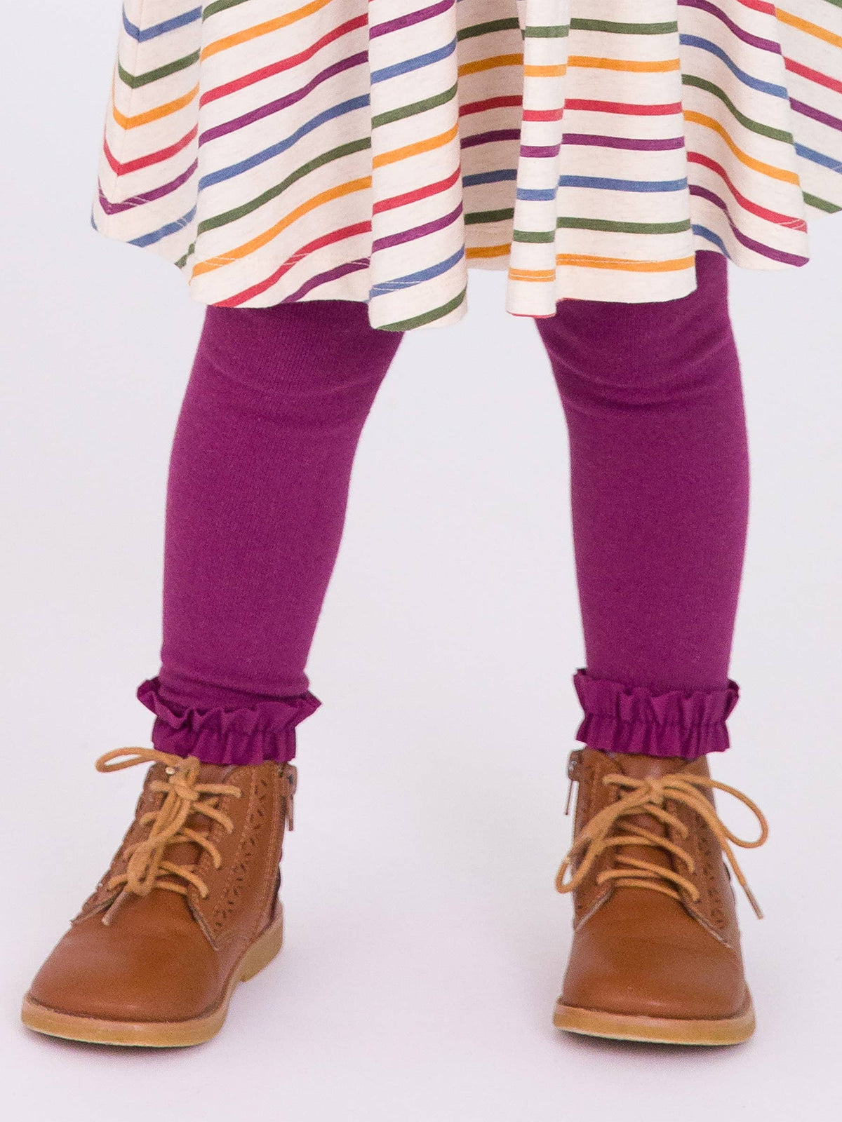 RB Eggplant Footless Leggings Modeled