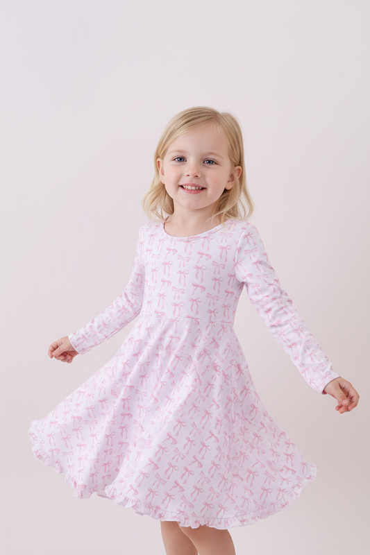 Pink Tiny Bow Bamboo Dress