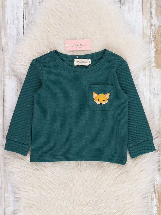 Hunter Green Embroidered Little Fox Shirt