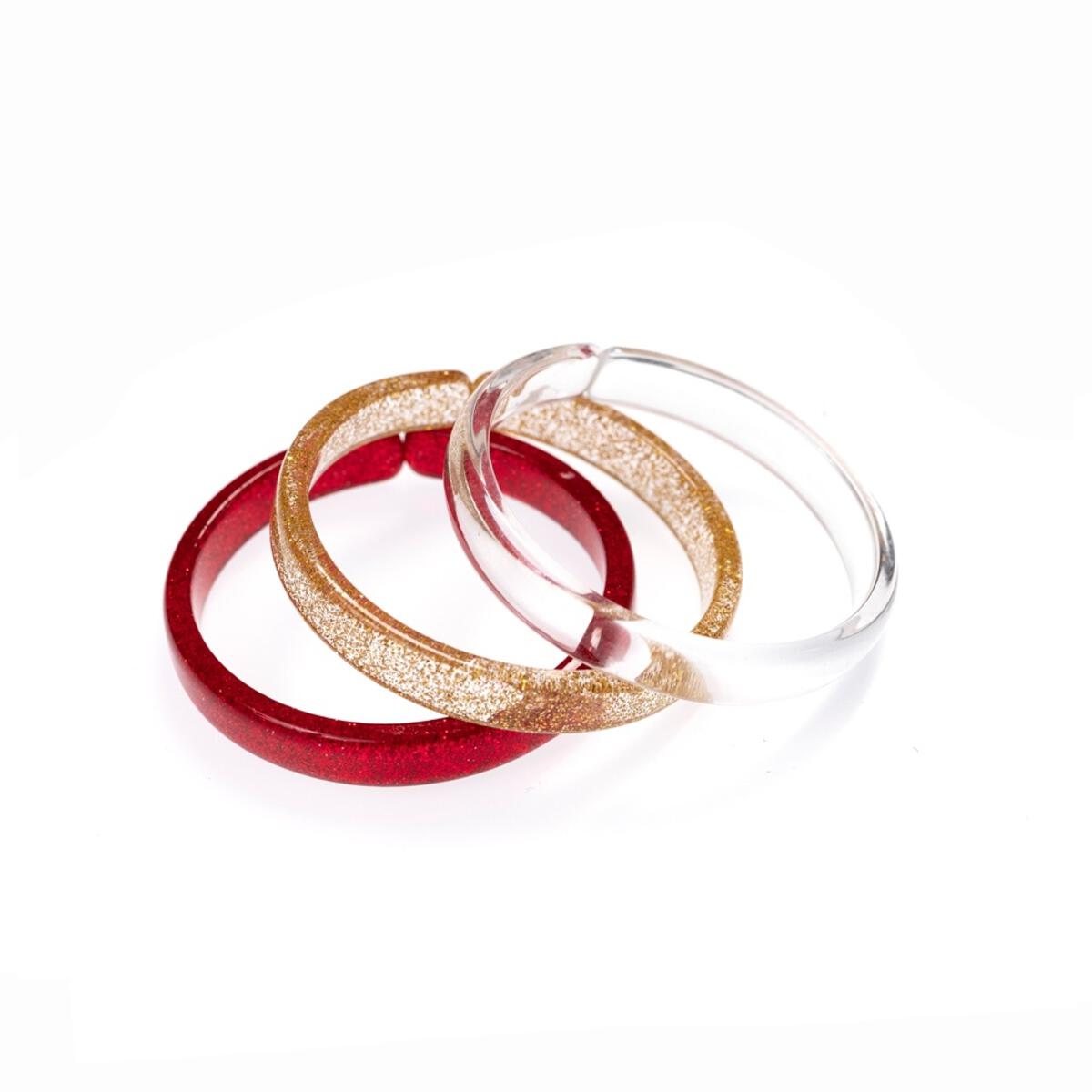 Red, Gold and Clear Glitter Bracelet Set