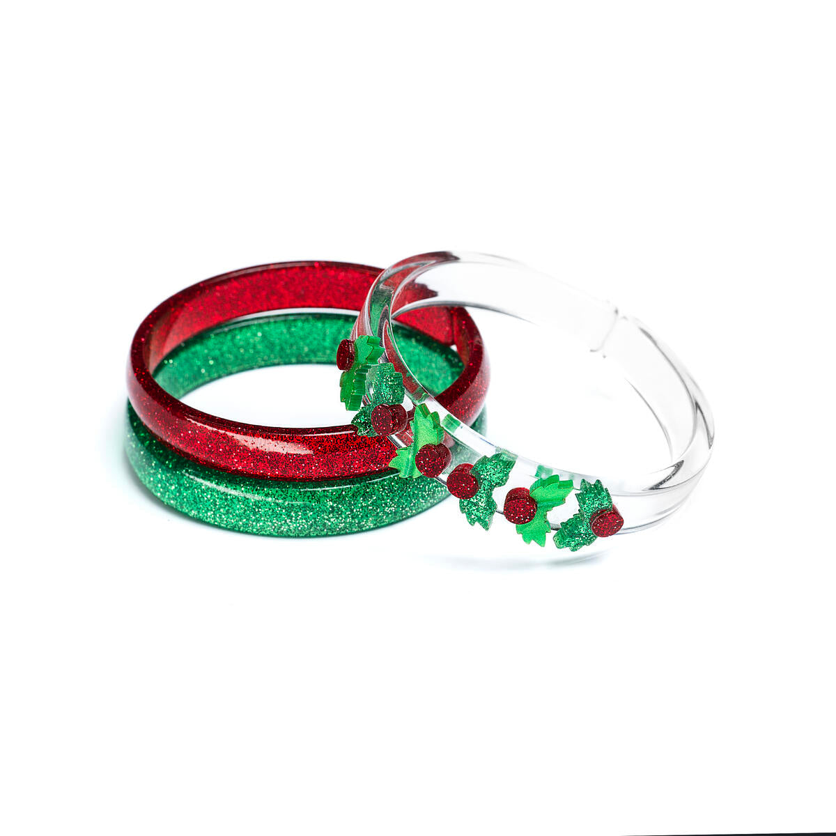 Pearlized & Glitter Mistletoe Bracelet Set