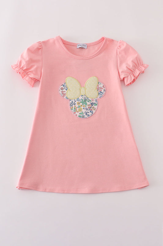Pink Floral Minnie Applique Dress