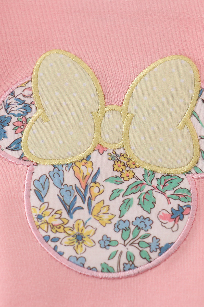 Pink Floral Minnie Applique Dress