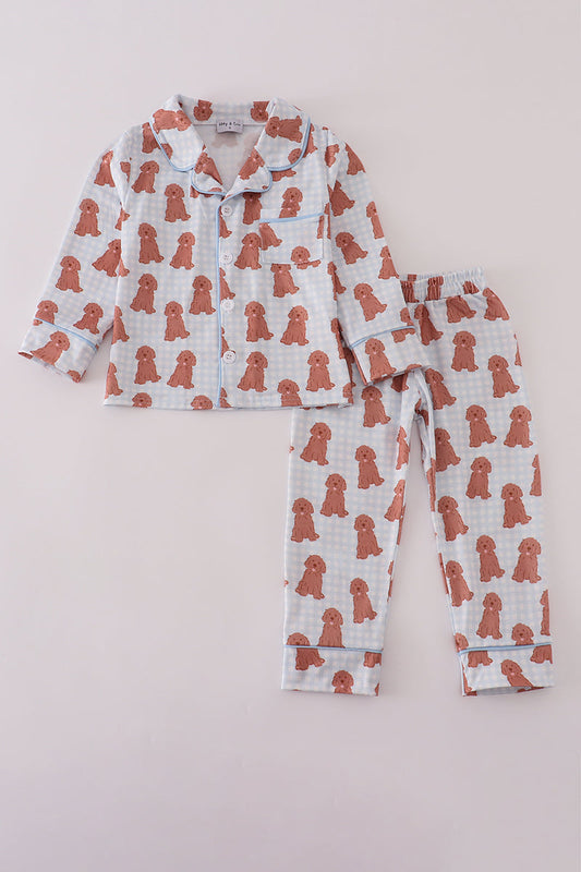 Blue Puppy Pajamas Set