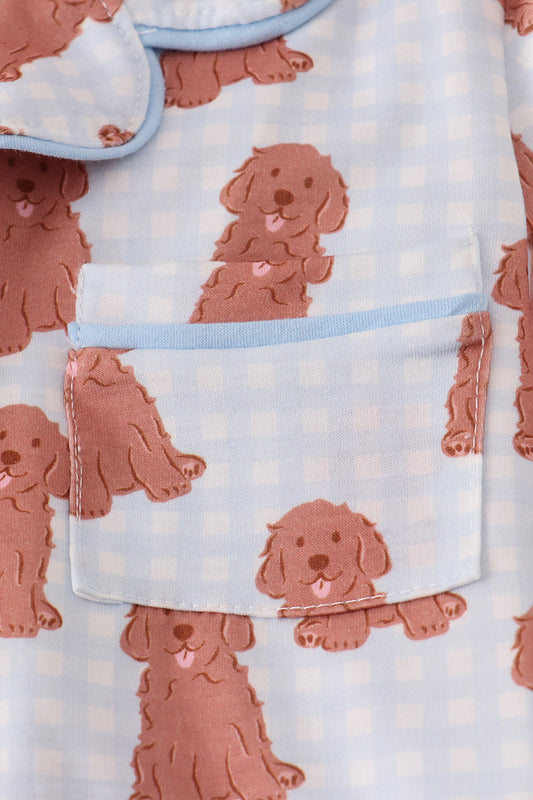 Blue Puppy Pajamas Set
