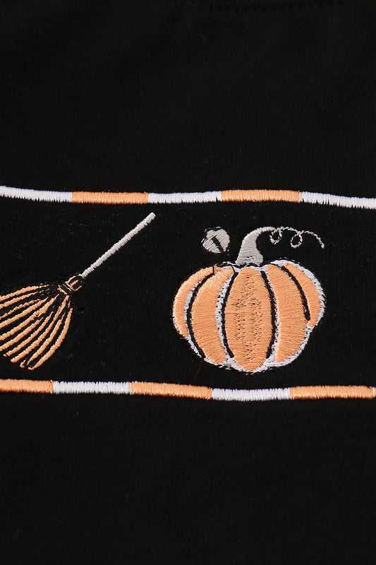 Black Halloween Embroidered Shirt Set