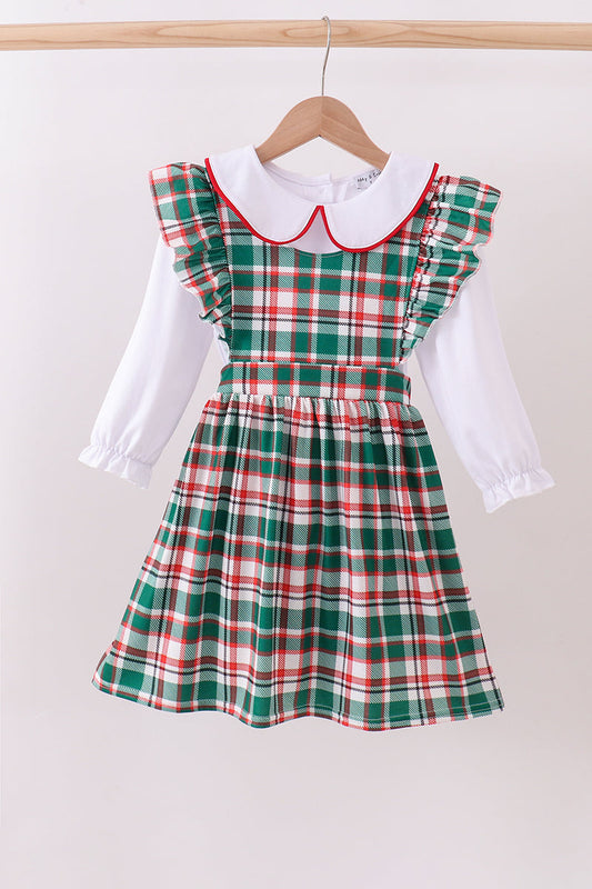 Green Plaid 2 Piece Dress Set