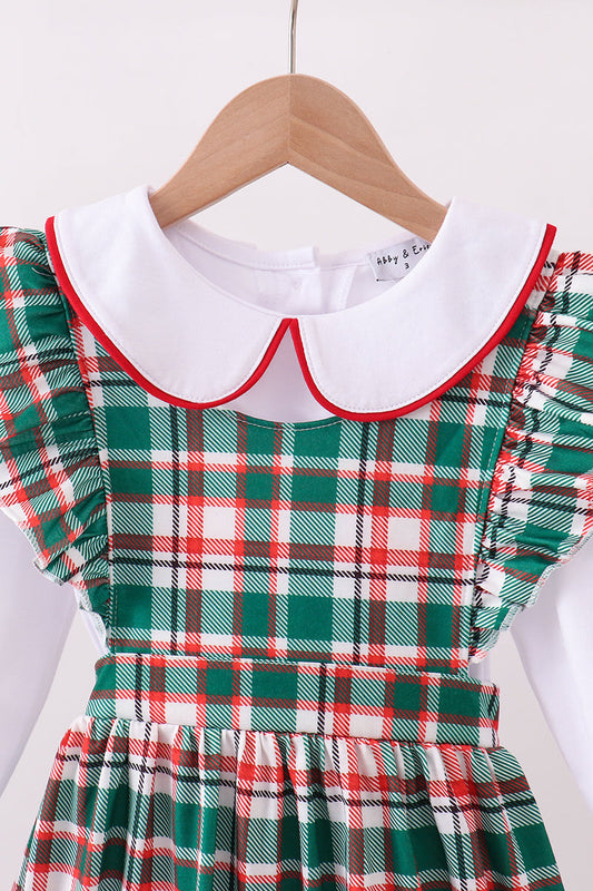 Green Plaid 2 Piece Dress Set