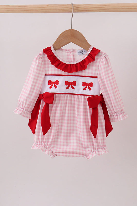 White and Pink Gingham Bow Bubble