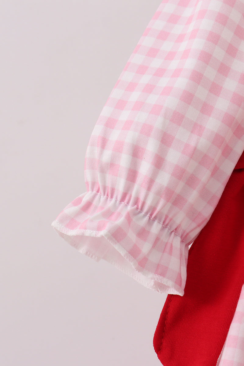 White and Pink Gingham Bow Bubble
