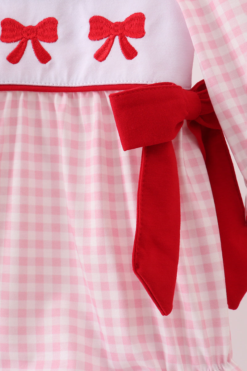 White and Pink Gingham Bow Bubble
