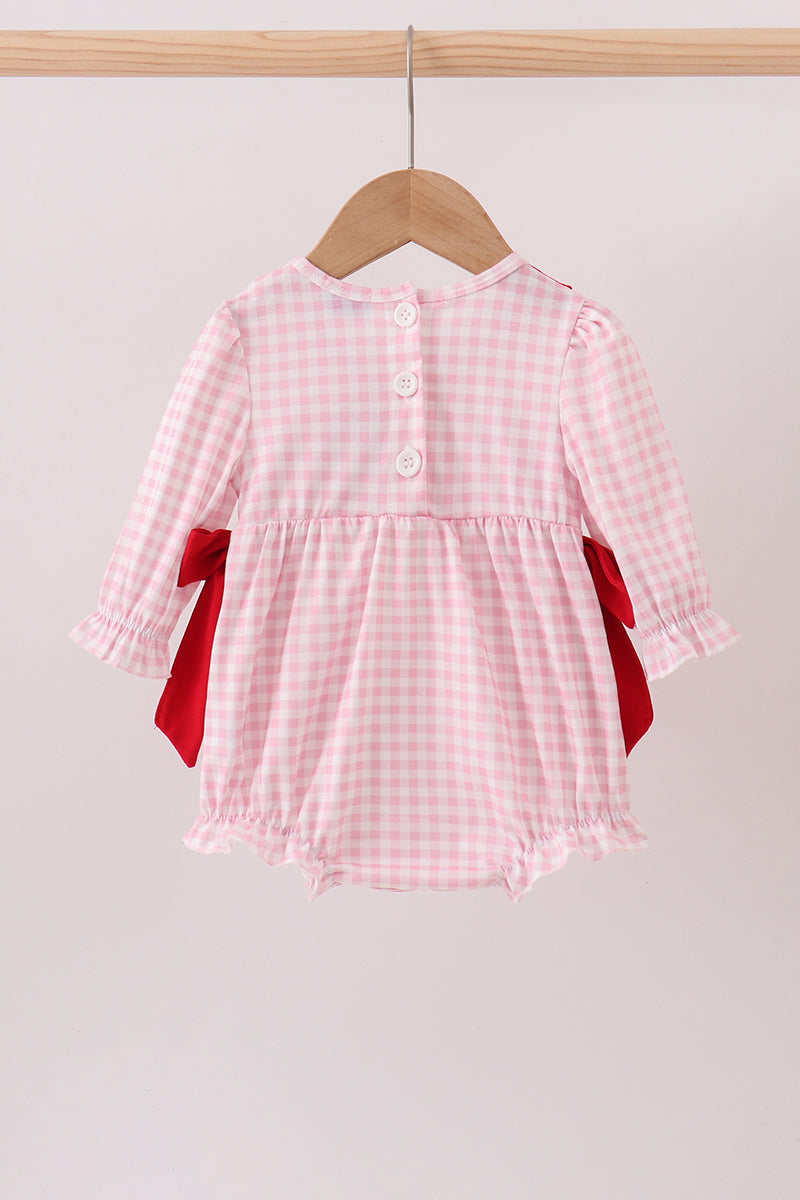 White and Pink Gingham Bow Bubble