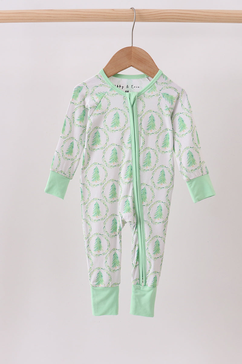 Mint Green Christmas Tree Bamboo Pajamas