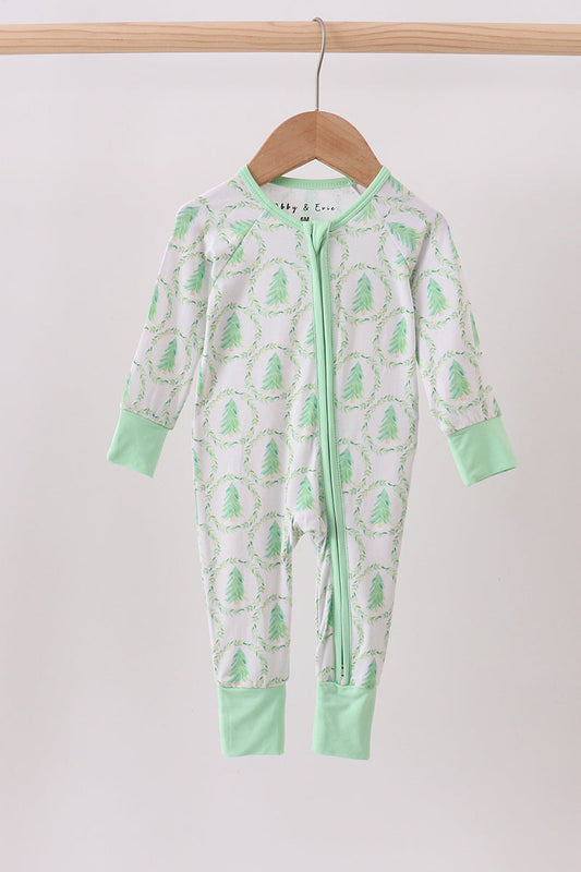 Mint Green Christmas Tree Bamboo Pajamas